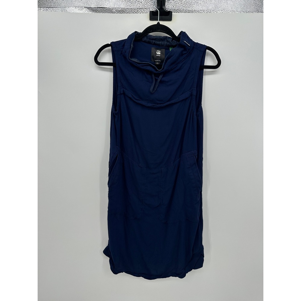 G-Star Raw Millery Mock Dress‎ Navy Blue Sleeveless Utility Shift Size S D20650